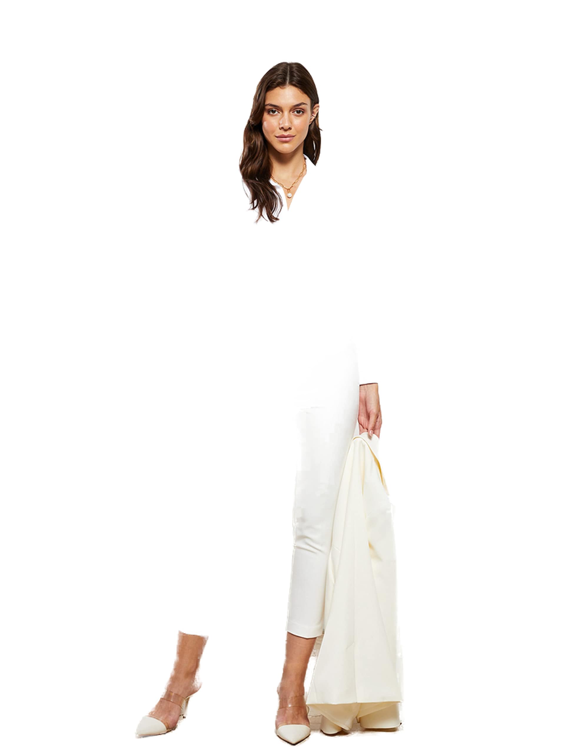 LC Waikiki Front Button Closure Plain Poplin Women's Shirt 48 OPTIC WHITE