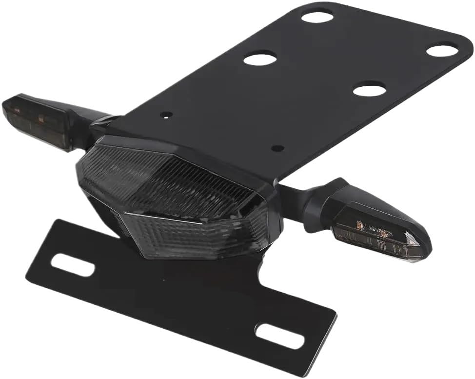 Support de plaque moto garde-boue avec feux clignotants LED fumés étanches
