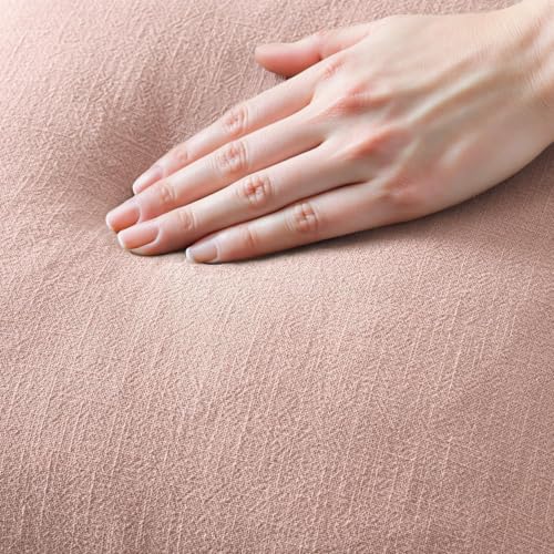 Image of MIULEE Boho Linen Fringe Decorative Lumbar Throw Pillow Covers Pink 12x20