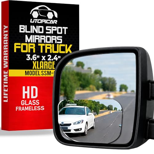XLarge Blind Spot Mirror for Trucks 3.6'X2.5' - HD Glass Frameless Convex Mirror for Truck with...