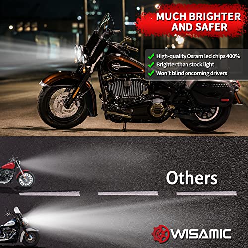 Wisamic Motorcycle 7 Inch Led Headlight, 4.5 Inch Passing Lamps Fog Lights And Mounting Ring, Compatible With Harley Davidson Road King Ultra Classic Electra Street Glide Softail Deluxe Fatboy (Black) #TOP2
