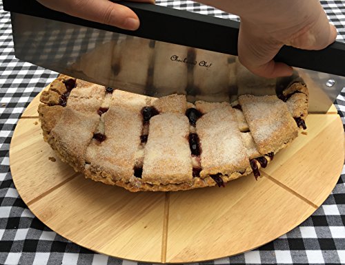 Checkered Chef Premium Pizza Cutter and Cutting Board Set - Rocker Pizza Cutter and 13.5 Inch Round Wooden Pizza Board - Outdoor Pizza Oven Accessories