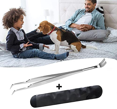iJiZuo 2 in 1 Profi Zeckenzange, Zeckenpinzette und Zeckenhaken, Zuverlässig Gegen Zecken Jeder Größe, Zeckenentferner für Mensch, Hunde, Katzen (mit Lederbeutel)