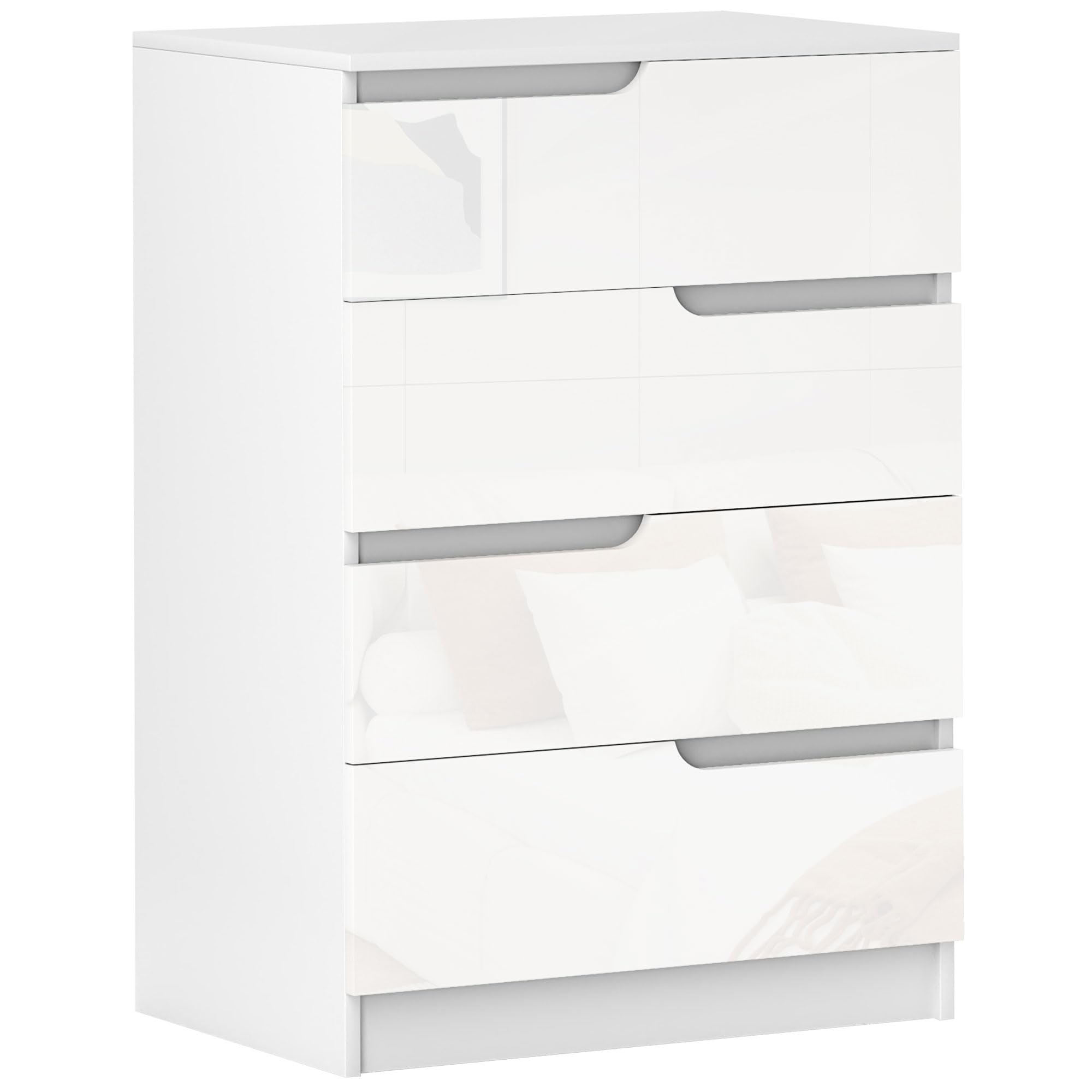 HOMCOM Modern Dresser 4 Drawers for Bedroom 60 x 40 x 85cm White