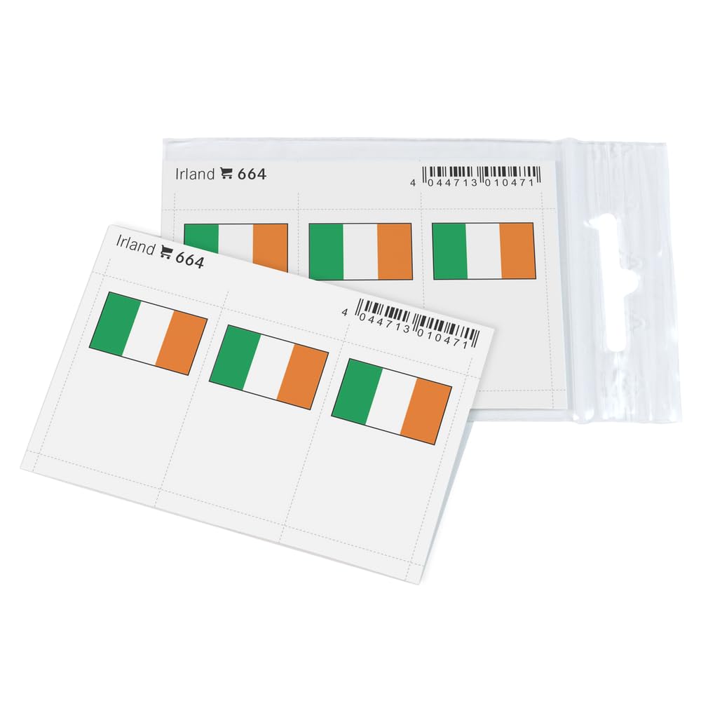 Pegatinas de banderas de Irlanda de 24x38 mm para identificar y ordenar colecciones de filatelia