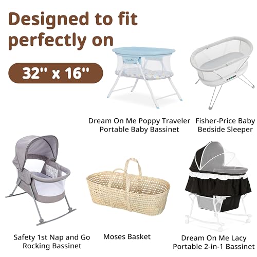 Image of 2 Pack Muslin Bassinet Sheets, 100% Cotton, Breathable & Soft (Brown＆Beige) | Compatible with Dream On Me Bassinet