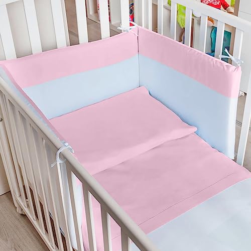 Set Lenzuola Culla Neonato, Puro Cotone, con Federa, Tinta Unita, Made in Italy, Lavabile in Lavatrice, 8 Colori Diversi, Regalo per Neonato, Maschio e Femmina (Culla, Rosa)