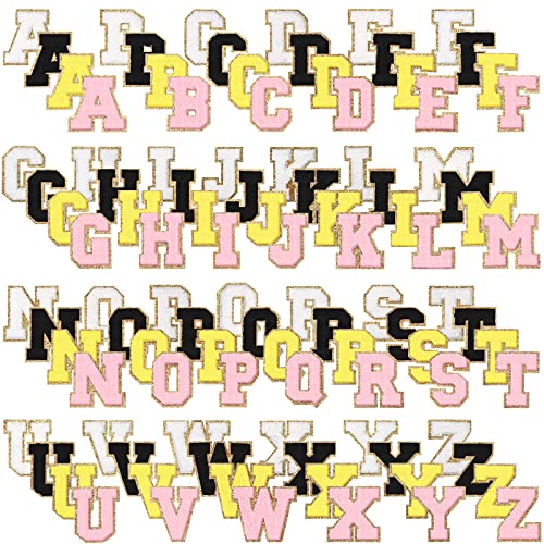 Geosar 104 Pcs Chenille Letter Patches, 2.36 Inch Iron on Patches