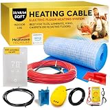 Premium Radiant 32-60 Sqft Floor Heating Cable & Membrane – 4 Amps, 120 Watts, 120V Heated Floor System Membrane, Electric Heat Cable, Heated Flooring System for Tile, WiFi LED App Thermostat