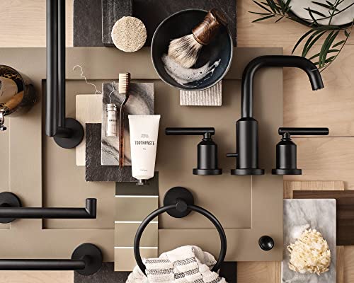 Moen Gibson Matte Black Two-Handle Widespread High Arc Modern Bathroom Sink Faucet, Modern Bathroom Faucet For Three Hole Bath Sinks (Valve Required), T6142Bl #TOP3