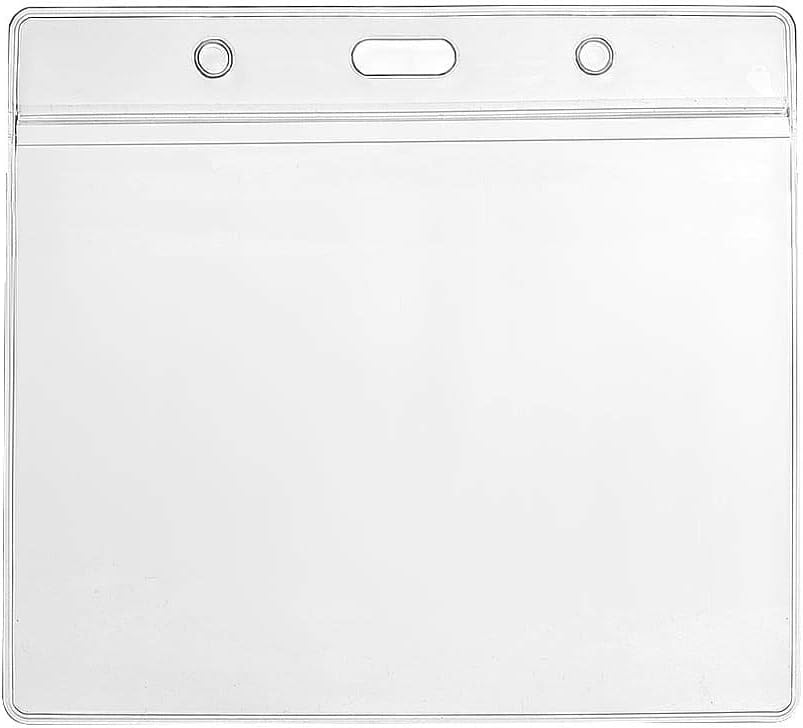 CKB Ltd 10x Conference Extra Large Horizontal Clear ID Badge Card Plastic Pocket Holder Pouchs 118mm x 110mm / Holds a Card 115mm x 95mm