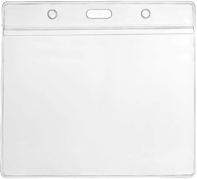 CKB Ltd 10x Conference Extra Large Horizontal Clear ID Badge Card Plastic Pocket Holder Pouchs 118mm x 110mm / Holds a Card 115mm x 95mm