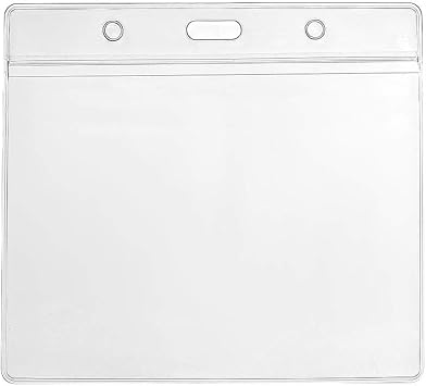 CKB Ltd 10x Conference Extra Large Horizontal Clear ID Badge Card Plastic Pocket Holder Pouchs 118mm x 110mm / Holds a Card 115mm x 95mm