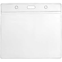CKB Ltd 10x Conference Extra Large Horizontal Clear ID Badge Card Plastic Pocket Holder Pouchs 118mm x 110mm / Holds a Card 115mm x 95mm