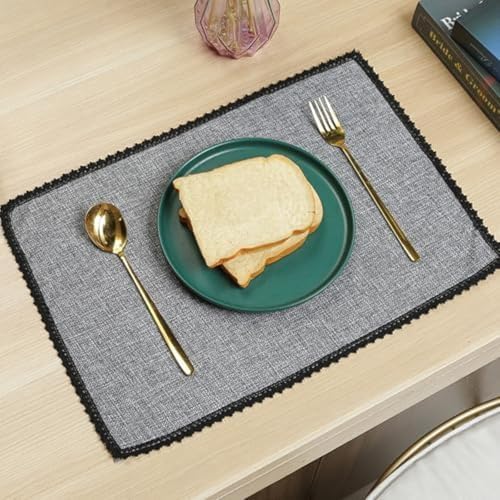 Set de table antidérapant lavable polyester 45x30cm gris - 2