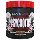 Insane Labz Psychotic, High Stimulant Pre Workout Powder, Extreme Lasting Energy, Focus and Endurance with Beta Alanine, Creatine Monohydrate DMAE, 35 Srvgs (Hawaiian Orange)