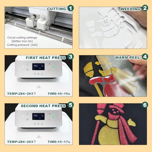 Image of Yiwloer Glitter 3D Puffs Heat Transfer Vinyl, 13pcs 12 inchx 10 inch Puffs Heat Transfer Vinyl, Multi-Colour Mix, Cricut Compatible, for DIY T-Shirt Heat Transfer Iron-On, Easy to Cut and Weed