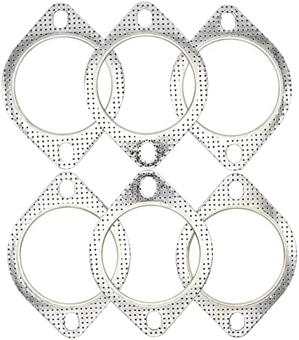 Royitay 6 PCS 2-Bolt 3 Inch Exhaust Flange Gasket Turbo/Manifold/Header Down/Dump Pipe Flange, High Temperature Graphite for Headers Catback Axleback MLSG High Temp Exhaust Gasket (77mm)