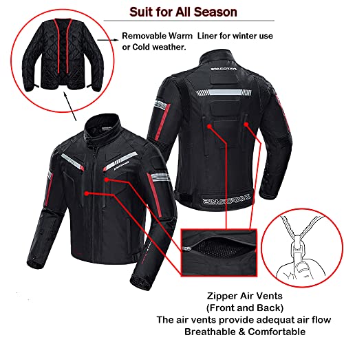Zyxformis FBA-ZY07-BLACK-XL Motorcycle Jacket Motorbike Biker Waterproof Jackets Windproof Full Body Protective Gear Armoured Summer Winter thumb #5