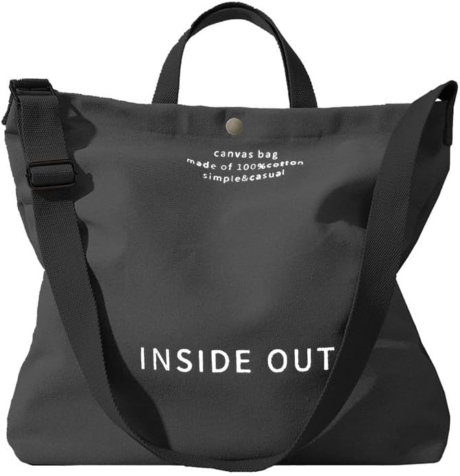 Canvas Tote Bag For Women inside out bag Crossbody Handbag with Adjustable Strap and Coin Purse for Work,Travel,Grocery