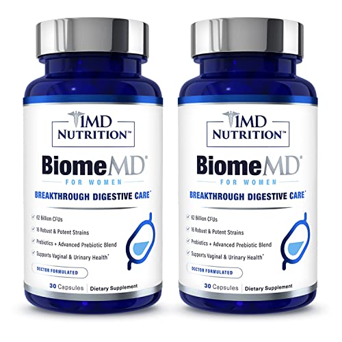 1MD Nutrition BiomeMD Probiotics for Women - 62 Billion CFUs, 16 Strains with Prebiotics | Supports...