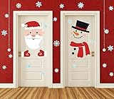 AnyDesign 8 Sheets Christmas Door Stickers Decor Santa Claus Snowman Snowflake Door Stickers Large Christmas Mural Decals for Winter Xmas Home Refrigerator Garage Door Wall Window Decoration