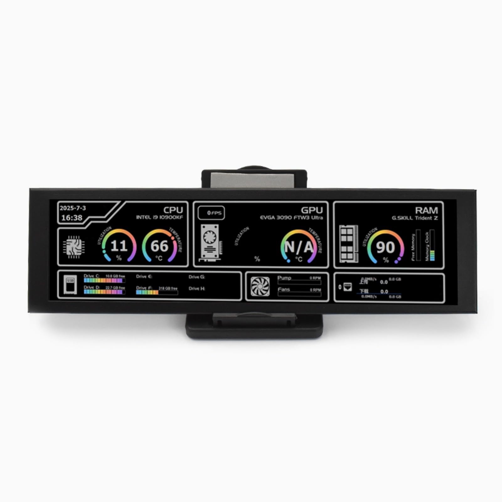 Przenośny 8,8-calowy ekran LCD kompatybilny z HDTV zewnętrzny wyświetlacz USB o rozdzielczości 1920 x 480 do laptopa, panel gamingowy, monitor dodatkowy