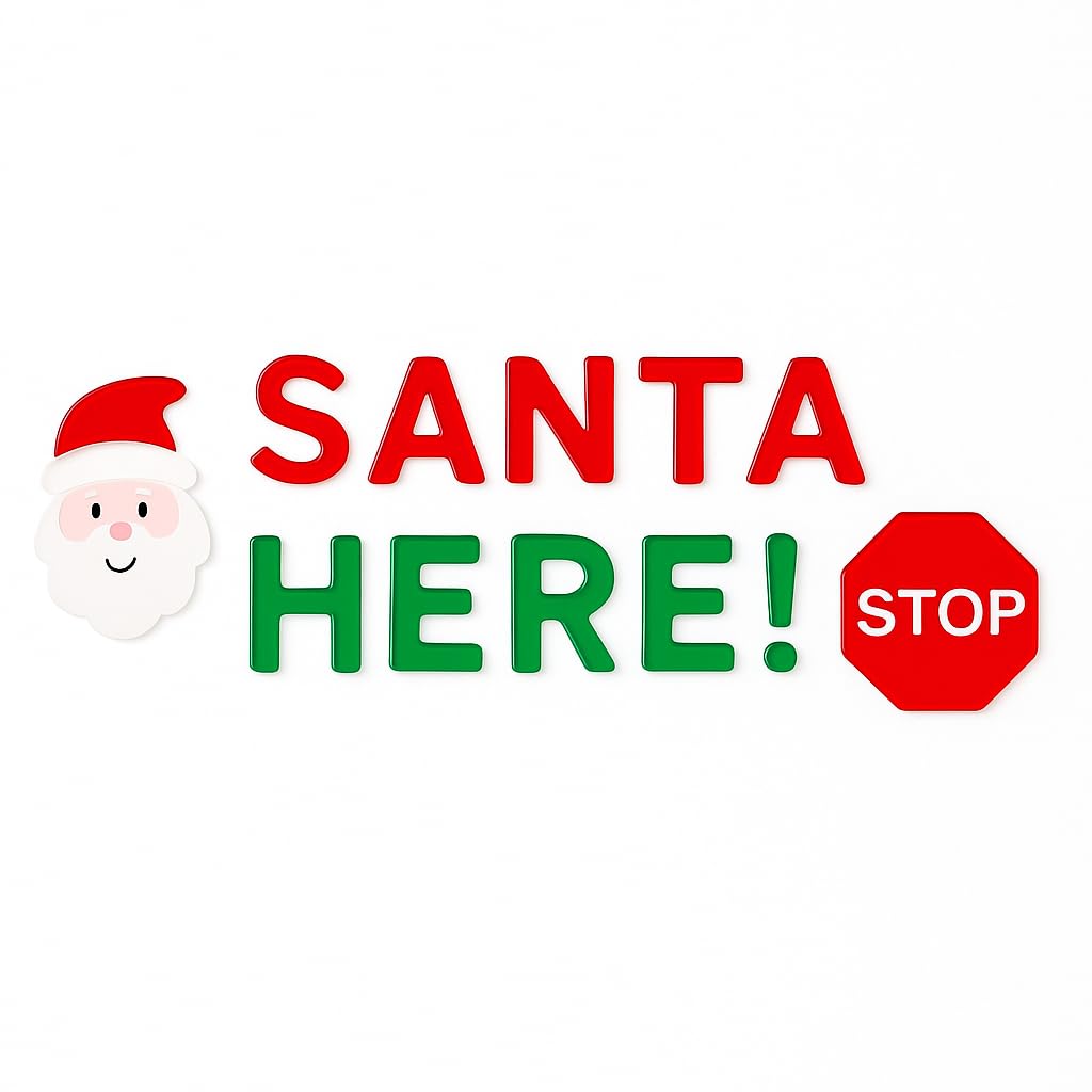 Christmas Gel Window Stickers Adhesive Clings Xmas Designs Snowman Santa Elf (Santa Here)