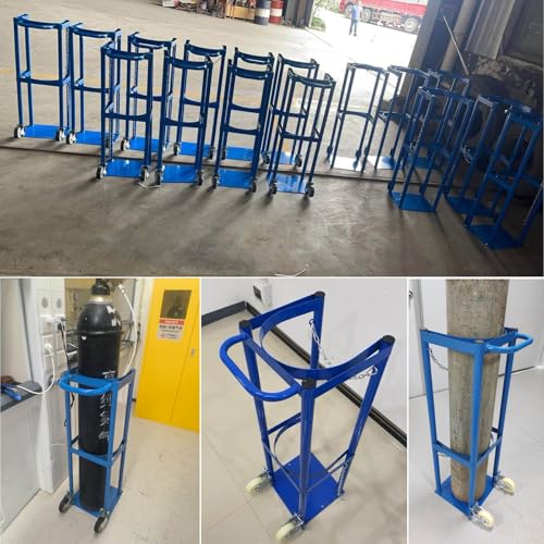 Wózek na butlę gazową na kółkach, przenośny, wykonany z aluminium, nadaje się do użytku wewnątrz i na zewnątrz, wytrzymały metalowy stojak na butle gazowe o dużej pojemności