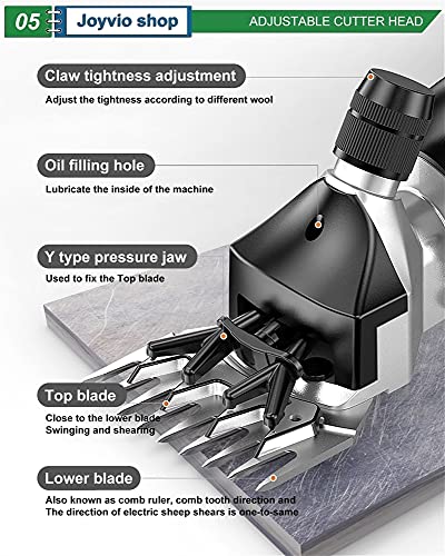 Cordless Electric Sheep Shears, 800W Heavy Duty Pet Grooming Goat Clippers, Farm Animal Shave Tool with 9 Straight Tooth… - Image 7