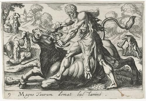Pintura sobre lienzo Ercole in combattimento con Achelous de Simon Frisius en cuadro de 60x90cm
