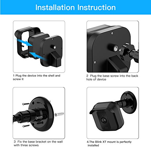 Blink XT XT2 Camera Wall Mount Bracket,Weather Proof 360 Degree Protective Adjustable Indoor/Outdoor Mount and Cover for Blink XT XT2 Home Security Camera Anti-Sun Glare UV Protection Black(1 Pack) - Thumbnail 5