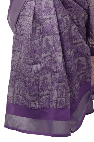 Image of MIRCHI FASHION Saree for Woman Cotton Blend Printed | Traditional Ethnic Sari for Ceremonial Use and Farewell with Blouse Piece