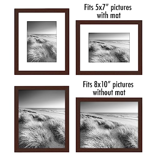 Americanflat 8x10 Picture Frame with Polished Plexiglass - Set of 5 - Use as 5x7 Frame with Mat or Display 8x10 Photo Without Mat - Galleria Collection - Picture Frames for Tabletop or Wall - Mahogany by Americanflat - Image 4