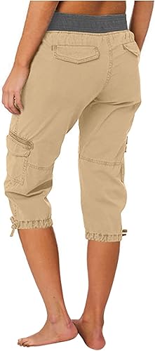 Miniatura 3 de Pantalones capri tipo cargo para mujer, ligeros, de secado rápido, atléticos, para verano, casuales, con bolsillos