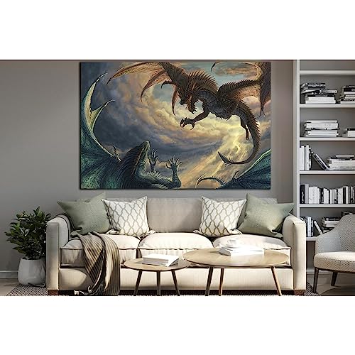 Tableau salon Battle Dragons ZELLART pour une ambiance mythologique unique