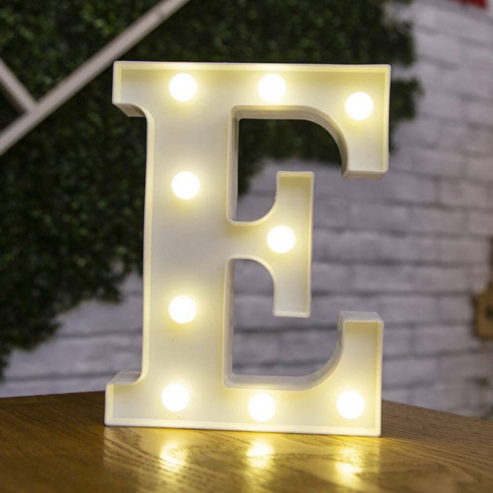 anso Alphabet LED Letters Light Up Numbers White Plastic Letters Standing Decor A to Z 0~9 (Letter E)