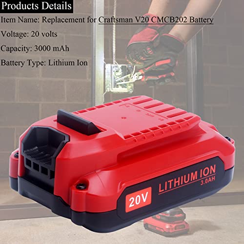 image for Lasica 2-Pack 20V Tool Battery 3.0 Ah Replacement for Craftsman V20 Ba