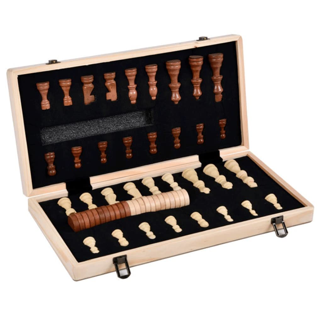 Set Scacchi Magnetic Folding Chess Set, 15.4 "x .4" portatile di viaggio legno scacchi Board Game , Crafted Pieces bagagli con 1 flanella Borse, Perfetto bambini principianti e adulti Scacchiera Gioco