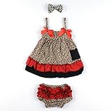 ANDI ROSE Baby Toddlers Cotton Cute Hairband+ Dress+ Underpants Outfit for 0-12 Month Infant