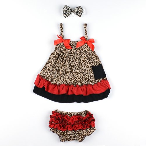 ANDI ROSE Baby Toddlers Cotton Cute Hairband+ Dress+ Underpants Outfit for 0-12 Month Infant