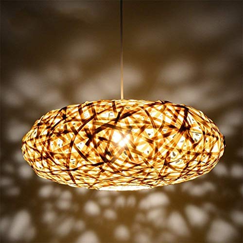 Lustre de tissage en bambou vintage luminaire créatif de plafond