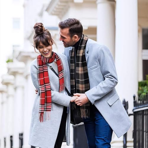Soft Cashmere Feel Winter Scarf Women and Men Classic Plaid Scarf3