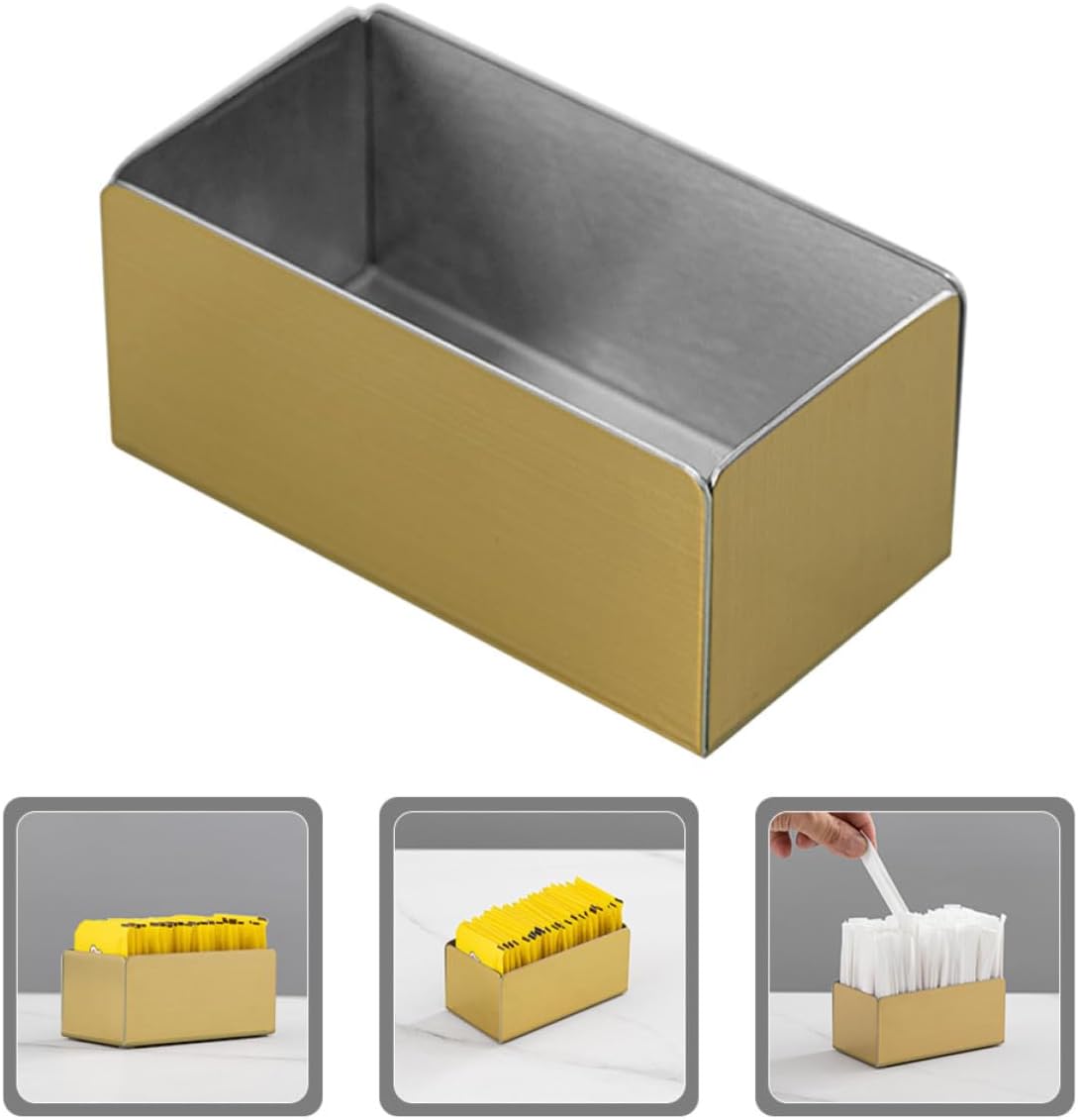 Sugar Packet Holder Metal for Stainless Steel Rectangular Compact and Easy to Clean Organizer Small Items and Cotton Swabs Suitable for Desktop and Kitchen Use