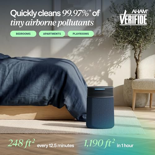 Image of BLUEAIR x New York Knicks Champions Edition Blue Signature Small Smart Air Purifier, Home & Office, Air Cleaner for Pets, Allergies, Dust & Smoke, Cleans 1,190 Sq Ft Per Hour, Quiet HEPA Air Purifier