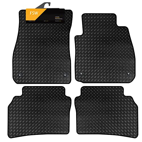 FSW - Tailored Car Mats - Insignia 2017-Onwards - HEAVY DUTY 3mm Rubber Matting - Anti Slip Mat - Waterproof, Non Slip Car Floor Mat, Fitted with Clips & Anti Slip Backing - 4 Rubber Floor Mat Set