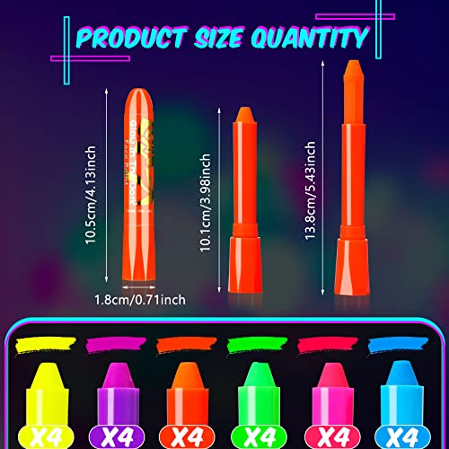 Handepo HANDEPO-FLUORESCENT NEON-55 24 Pcs Glow In The Black Light Face Paint Crayons Neon Face Body Paint Uv Light Paint Kit Fluorescent Halloween Masquerade Makeup thumb #1