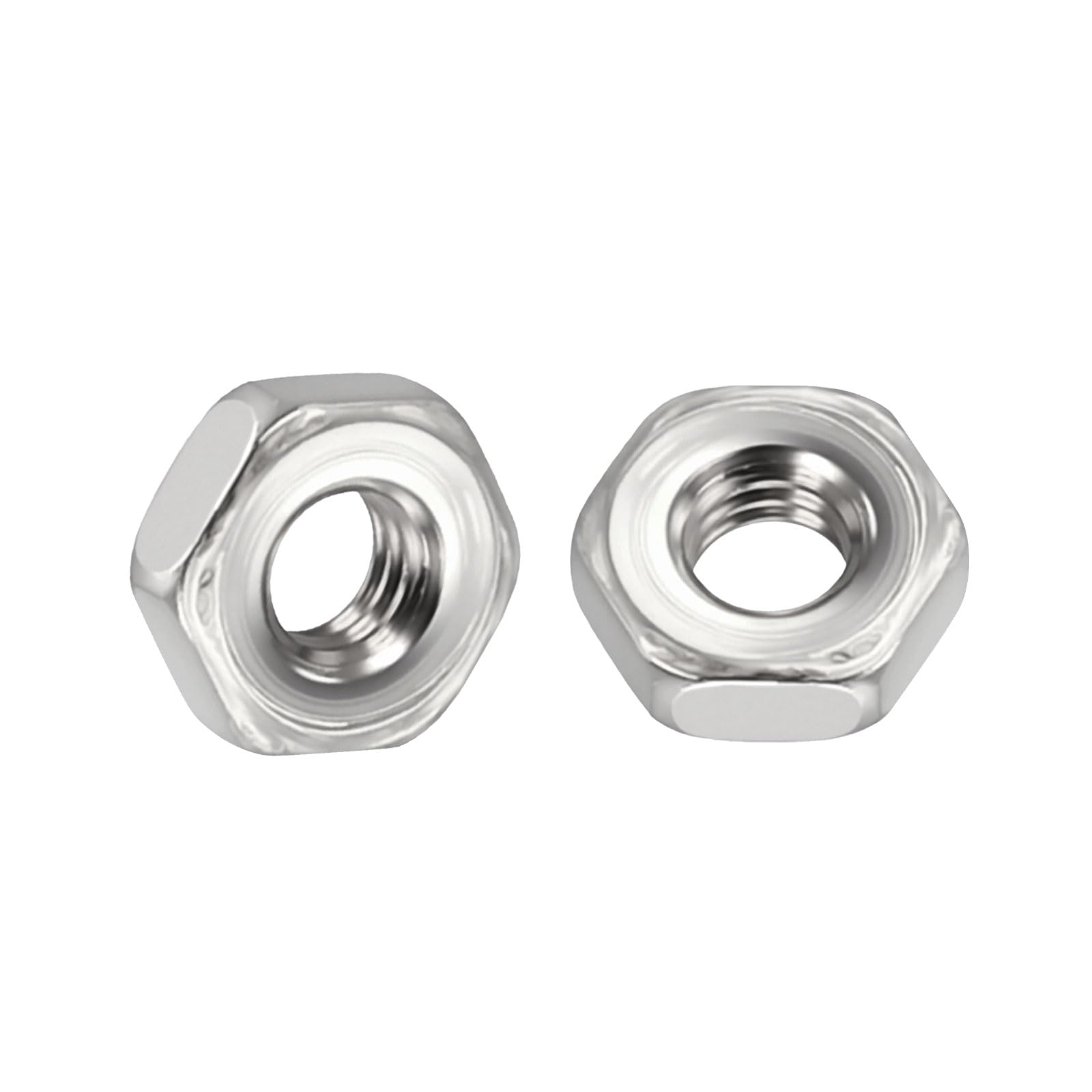 Kozelo 50pcs Hex Nuts - [M2-0.4] 304 Stainless Steel 18-8 (A2-70) Hardware Nuts for Mechanical Repair & Assembly, Standard Metric Coarse Thread Nut, Bright Finish, Silver