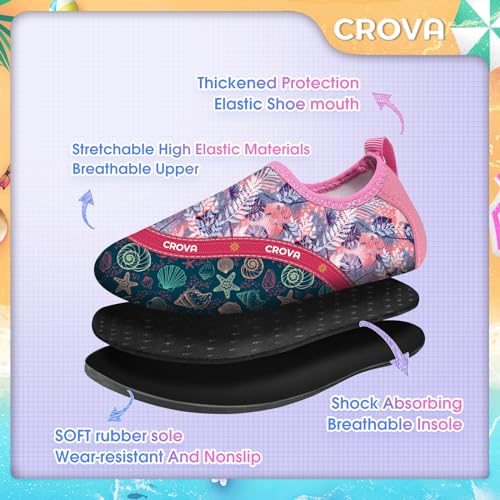 Image of CROVA Toddler Kids Water Shoes Quick Dry Aqua Socks Non-Slip Barefoot Sports Shoes for Boys Girls Toddler