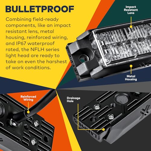 Image of 4pc NanoFlare 5 inch 6W Red White LED Surface Mount Police Grill Strobe Warning Lights [SAE Class 1] [Sync-able Modes] 12V Grille Flashing Emergency Fire Lights for EMS Firefighter Responder Vehicle Truck